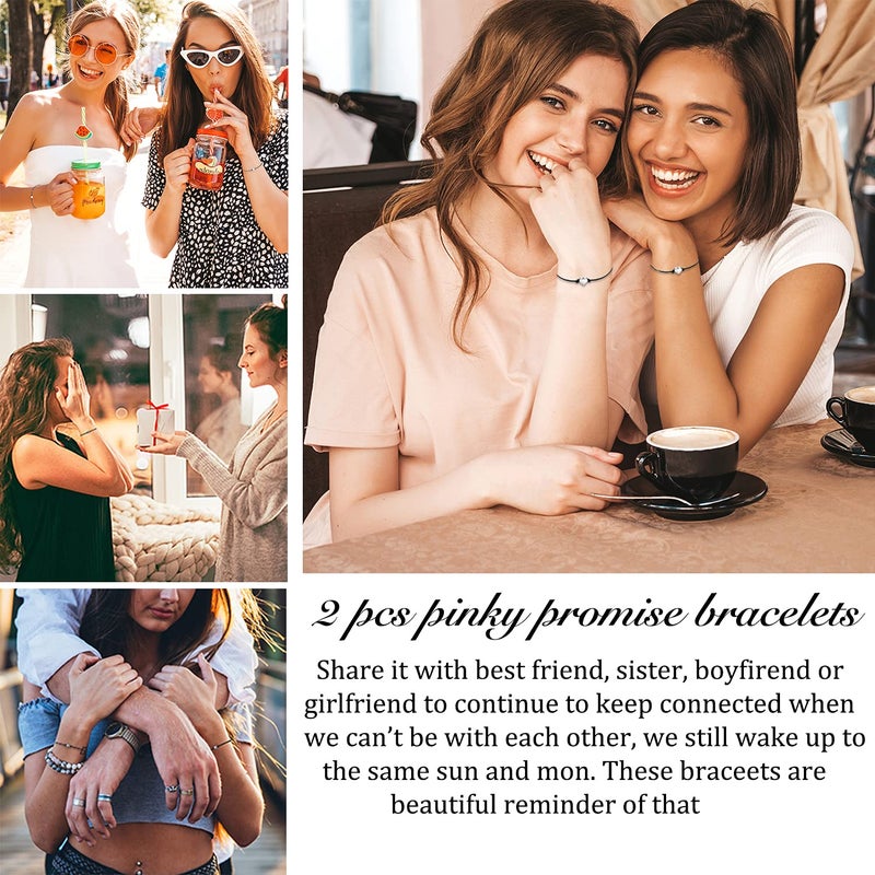 MANVEN Best Friend Bracelet Gifts for Women Best Friend Matching Heart Bracelets for 2 Pinky Promise String Bff Friendship Bracelets for 2 Women Men Wish Teens Couple (Ver.2) - Image 2